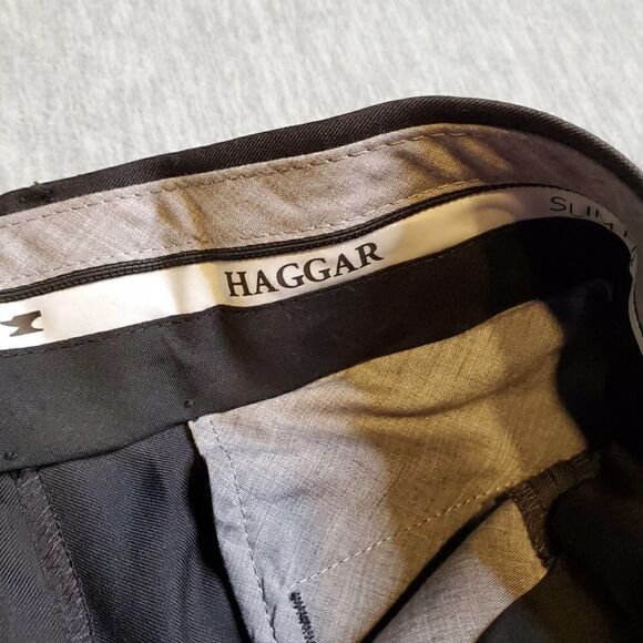 Haggar H26 Pants Mens 36W x 32L Charcoal Gray Slim Fit Premium Stretch Dress - Picture 3 of 8
